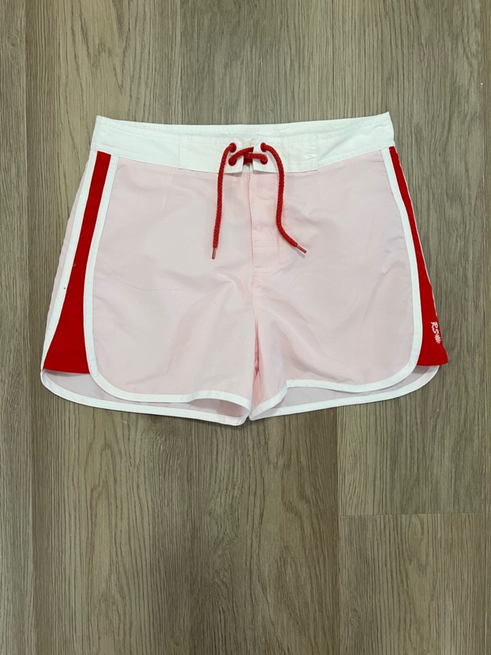 Raya Sun Pink Board Shorts Red White Trim Girls Size 10/12